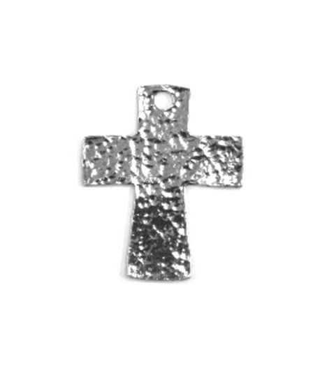 Hammered Cross Pewter Charm - EDL-VT62 39x31mm