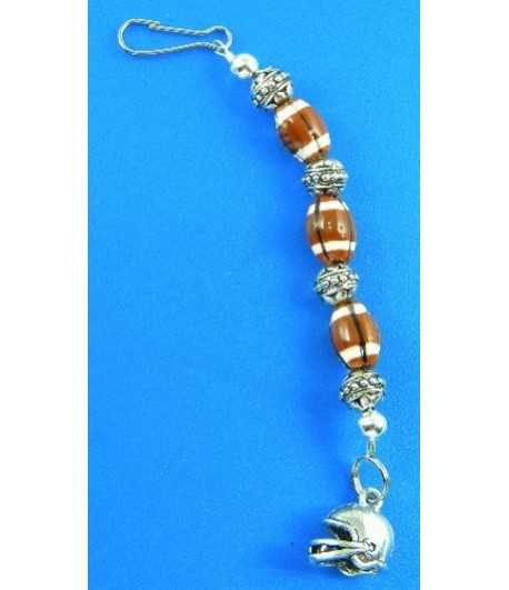 Zipper Pull with Football Beads and Helmet Charm - ZP-15 4.25 Inch