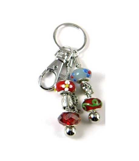 Key Ring with Swival Clasp and Euro Beads - RQKR12