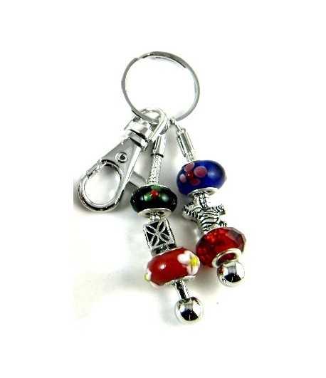Key Ring with Swival Clasp and Euro Beads - RQKR8