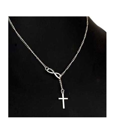 Lariat Infinity and Cross Necklace ALKITTY-441 16 Inch