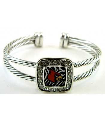 College Bracelets Louisville (LOU) Cardinals Sterling Plated Cuff B