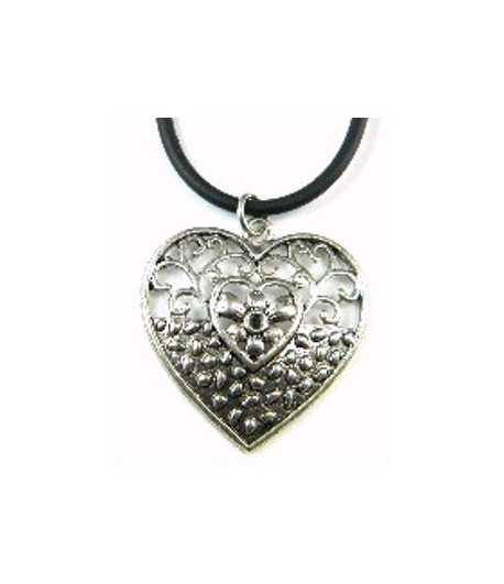 Metal Heart 18 in Black Necklace - B08726 30x28mm