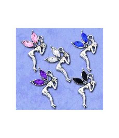 Fairy with Crystal Pewter Charm 32x17mm