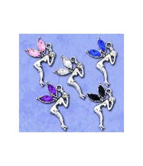 Fairy with Crystal Pewter Charm 32x17mm