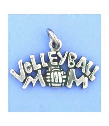 Sterling Silver 25x14mm Volleyball Mom Charm!