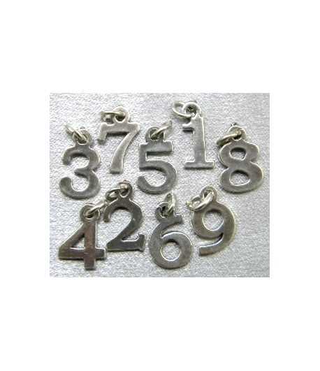 Number Sterling Silver Charm 15mm