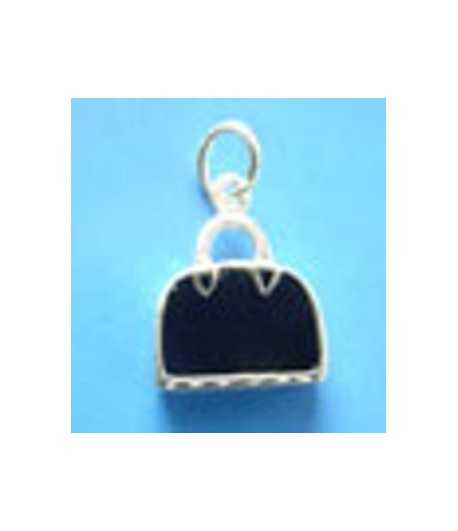 Black Hand Bag Sterling Silver Charm 15x12mm