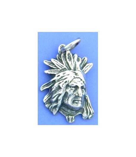Sterling Silver Indian Chief Charm 18x12mm