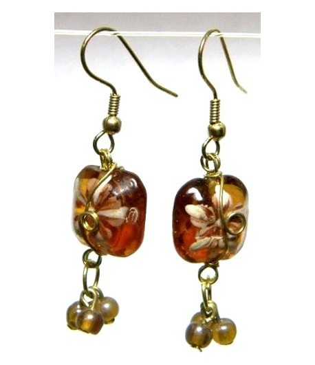 Topaz Gold Wire Wrapped Earrings - CE-78