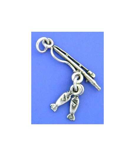 Rod and Reel Sterling Charm 30x20mm