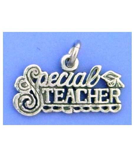 Special Teacher Sterling Silver Charm 25x10mm