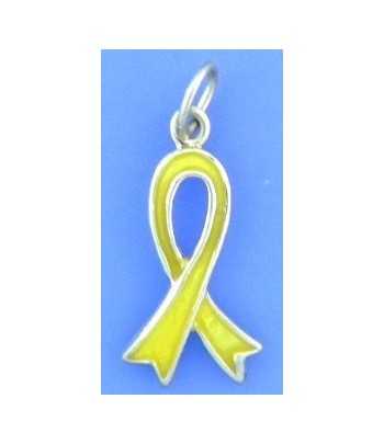 Yellow Awareness Ribbon Charm Sterling Silver 