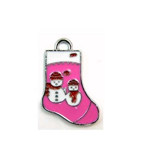 Hot Pink Christmas Stocking Charm 26x15mm