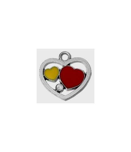 Enameled Hearts with Crystal Charm 22x21mm