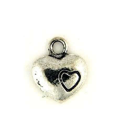 Heart on Heart Tag Charm 14x12mm Pkg of 3