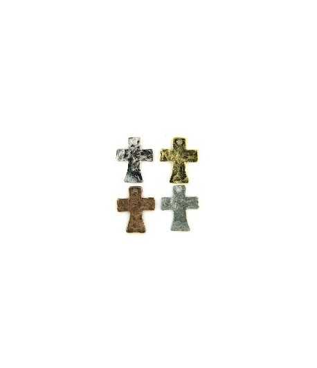 Hammered Cross Charm Small 19x15mm