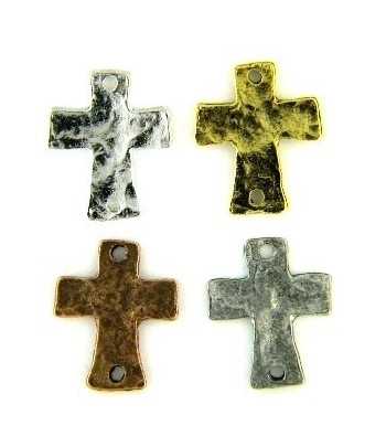 Gold Pewter Cross Charms Hammered 20x13mm 10 per bag-B6163-B