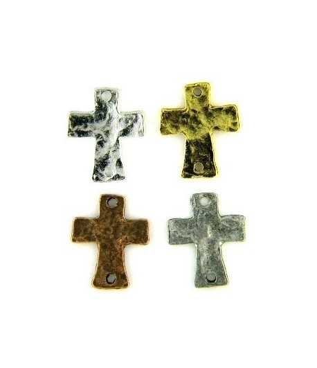 Hammered Cut-out Cross Charms, Antique Gold (10)