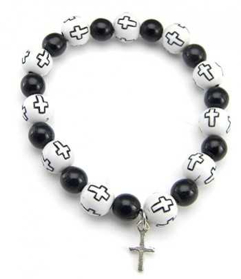 Cross Beads Stretch Bracelet with Cross Charm CCBR