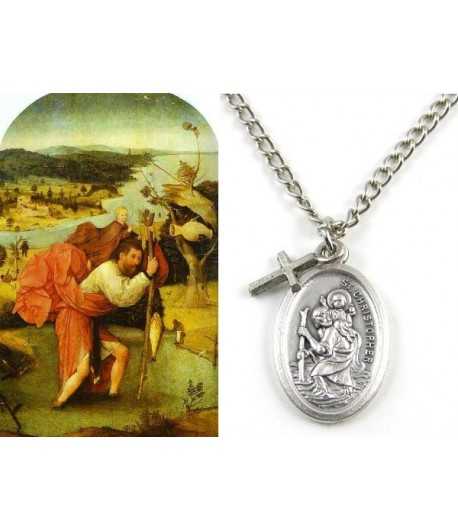 Saint Christopher Medallion with Cross Necklace